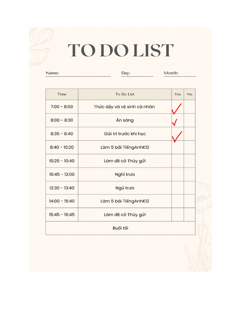 To Do List | PDF
