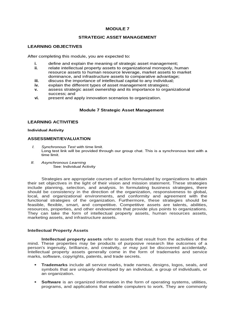 Strategic Asset Management Insights | PDF | Intellectual Property ...