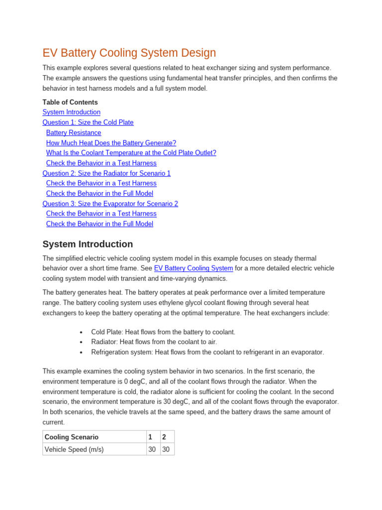 EV Battery Cooling System Analysis | PDF | Heat Transfer | Radiator