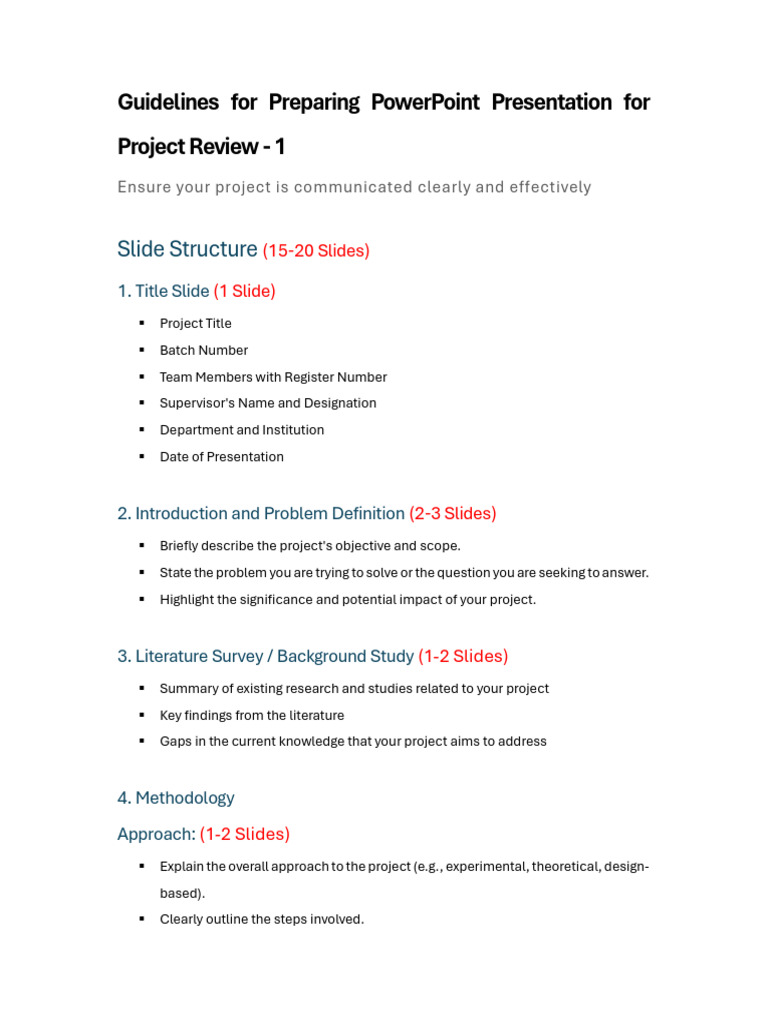 PowerPoint Guidelines for Project Review | PDF | Methodology