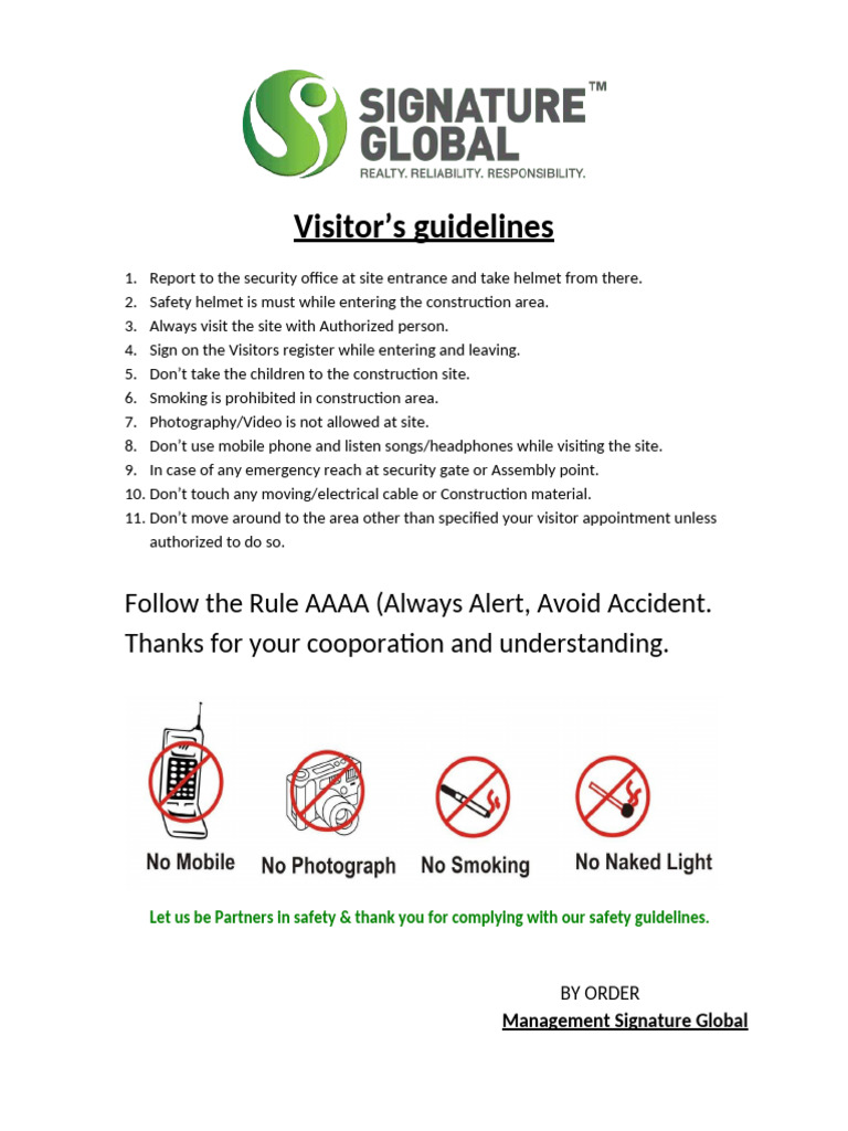 Construction Site Visitor Guidelines | PDF