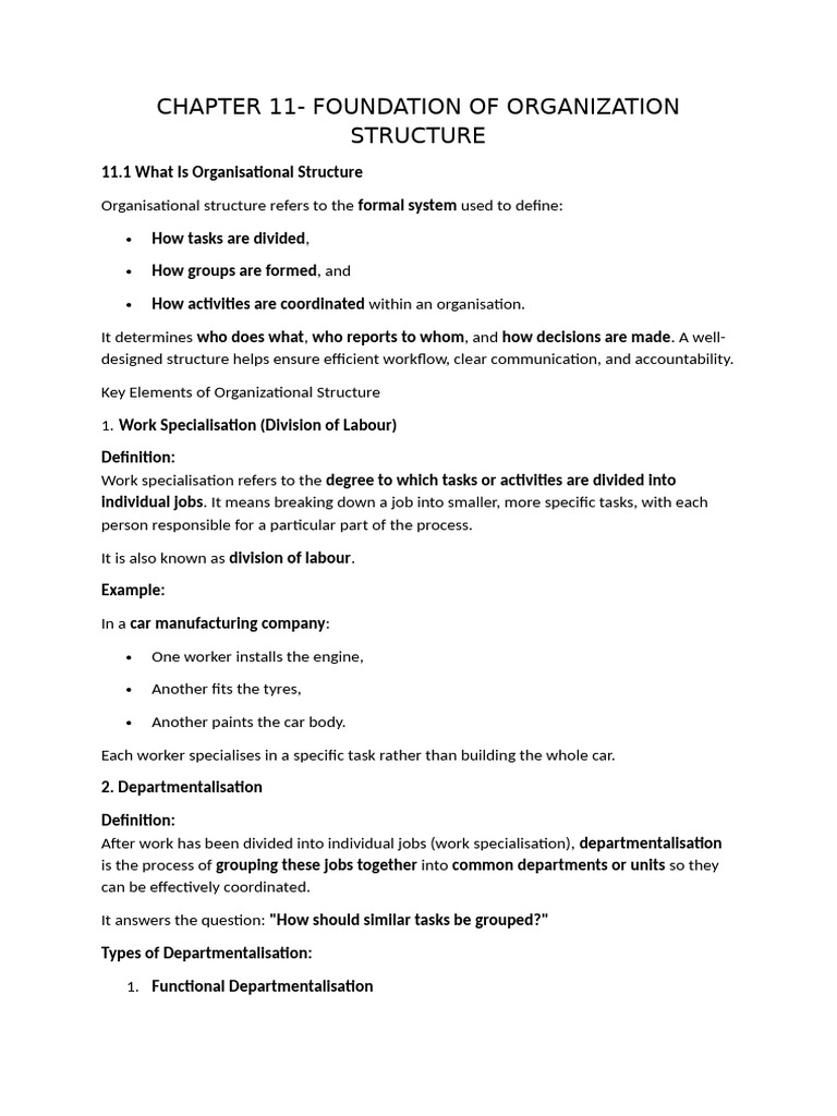 CHAPTER 11 and CHAPTER 12 | PDF | Organizational Structure ...