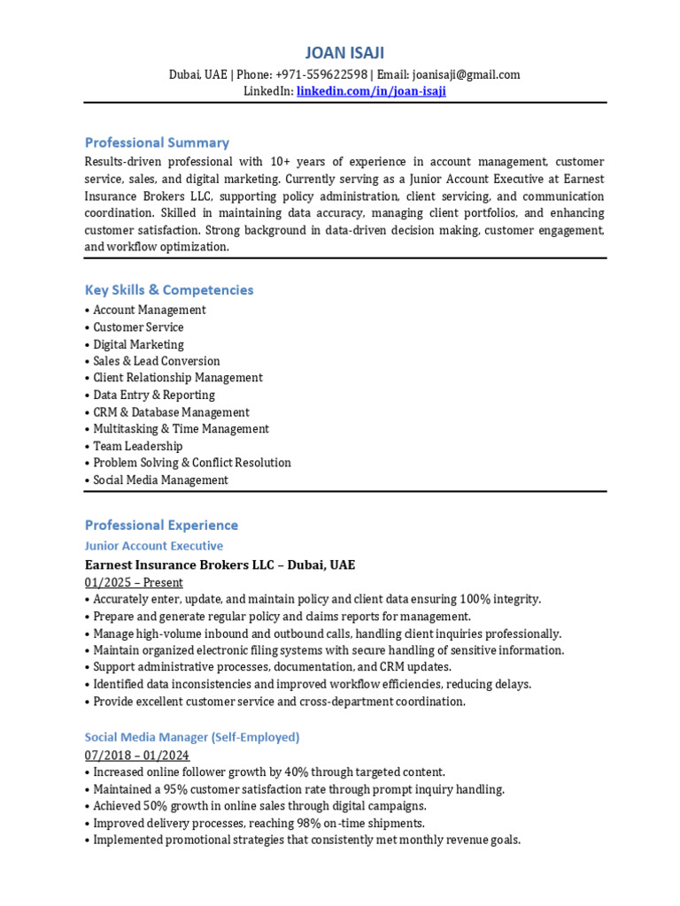 Joan_Isaji_2025_CV copy | PDF | Customer Relationship Management | Sales