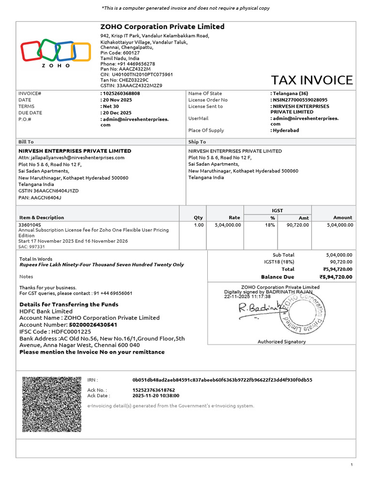 1025260368808 | PDF | Invoice | Payments
