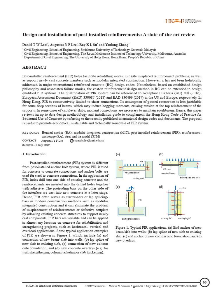 Post-Installed Reinforcement Design Guide | PDF | Concrete | Structural ...