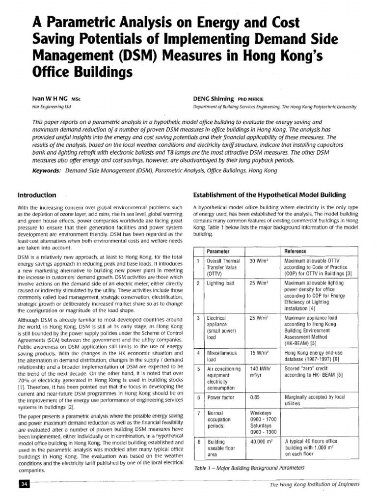 A Parametric Analysis on Energy and Cost Saving Potentials of ...
