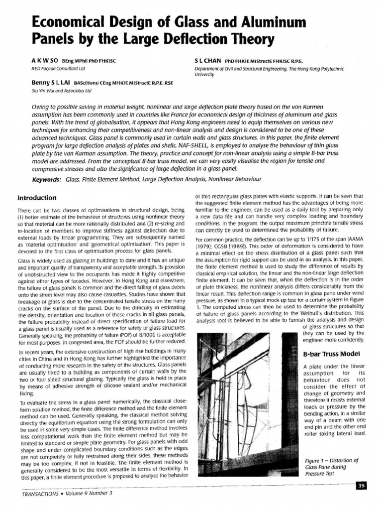 Economical Design of Glass and Aluminum Panels by the Large Deflection ...
