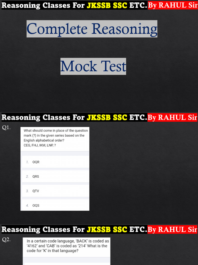 Complete Reasoning 14 Mock Test based on new pattern | PDF