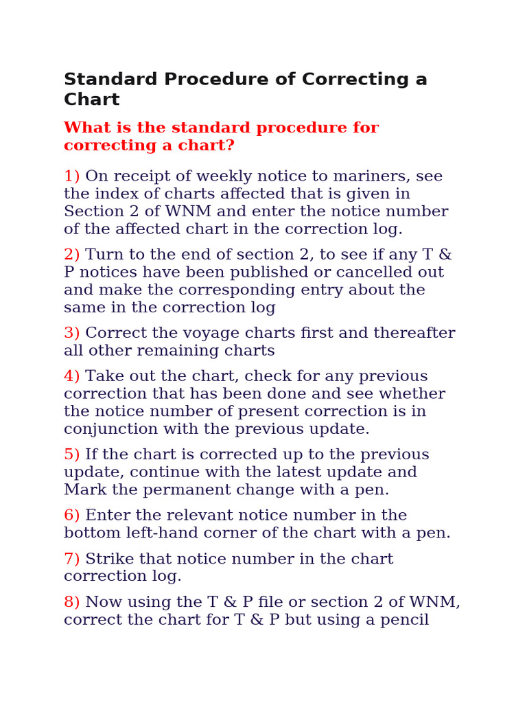 Chart Correction Standard Procedure Guide | PDF