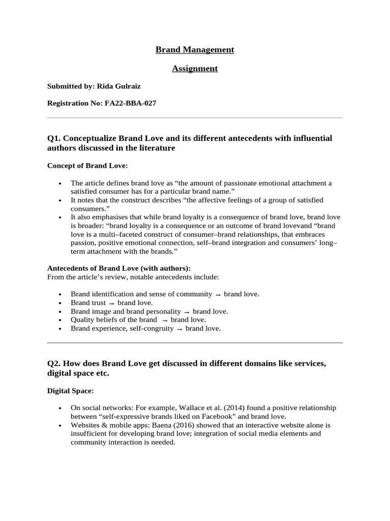Bm assg...1 | PDF | Brand | Love