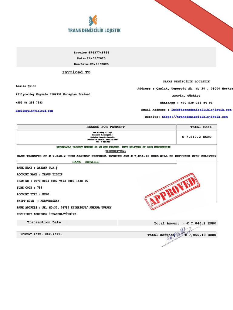 Invoice #9437748934 Details and Payment | PDF | Wire Transfer | Payments