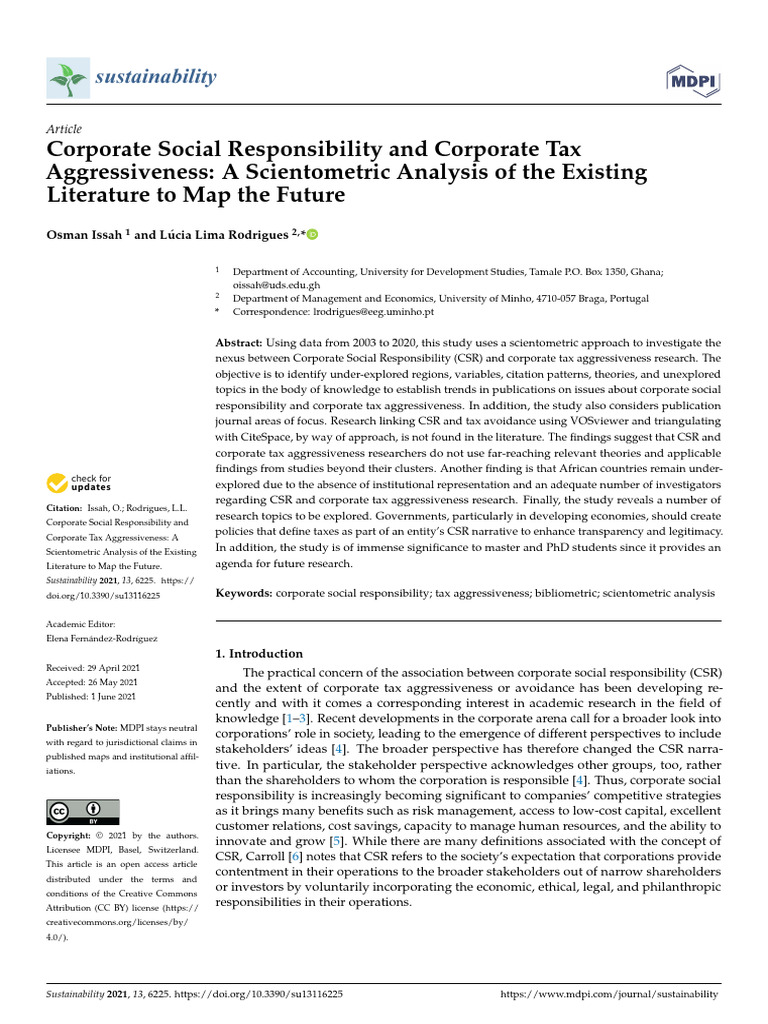 Corporate Social Responsibility and Corporate Tax | PDF | Corporate ...