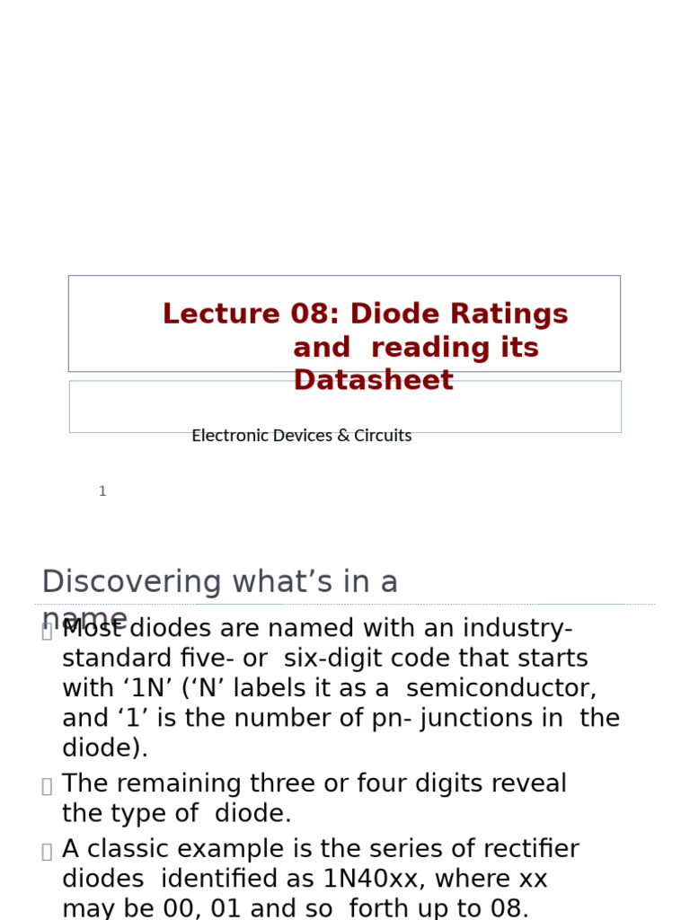 Understanding Diode Ratings and Datasheets | PDF | Diode | P–N Junction