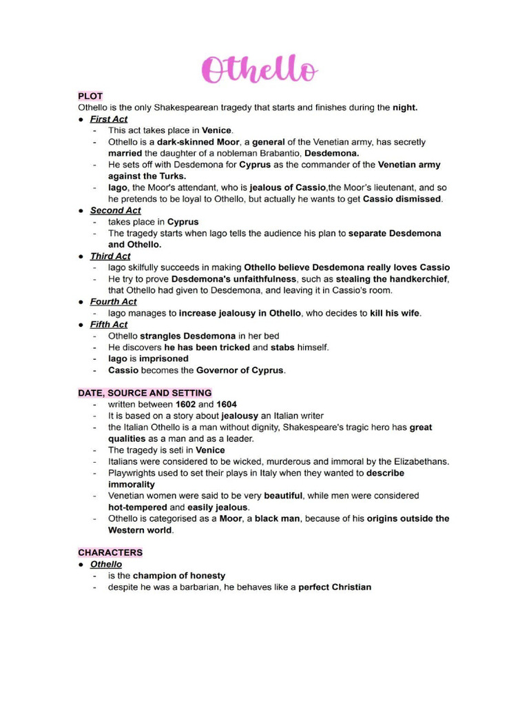 Othello: Love, Trust, and Tragedy | PDF | Othello | Iago