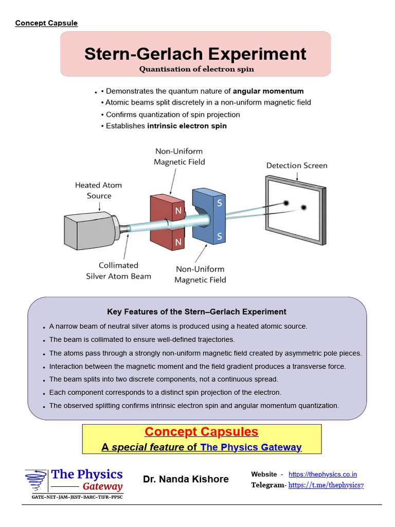 Stern-Gerlach Experiment: Electron Spin Quantization | PDF