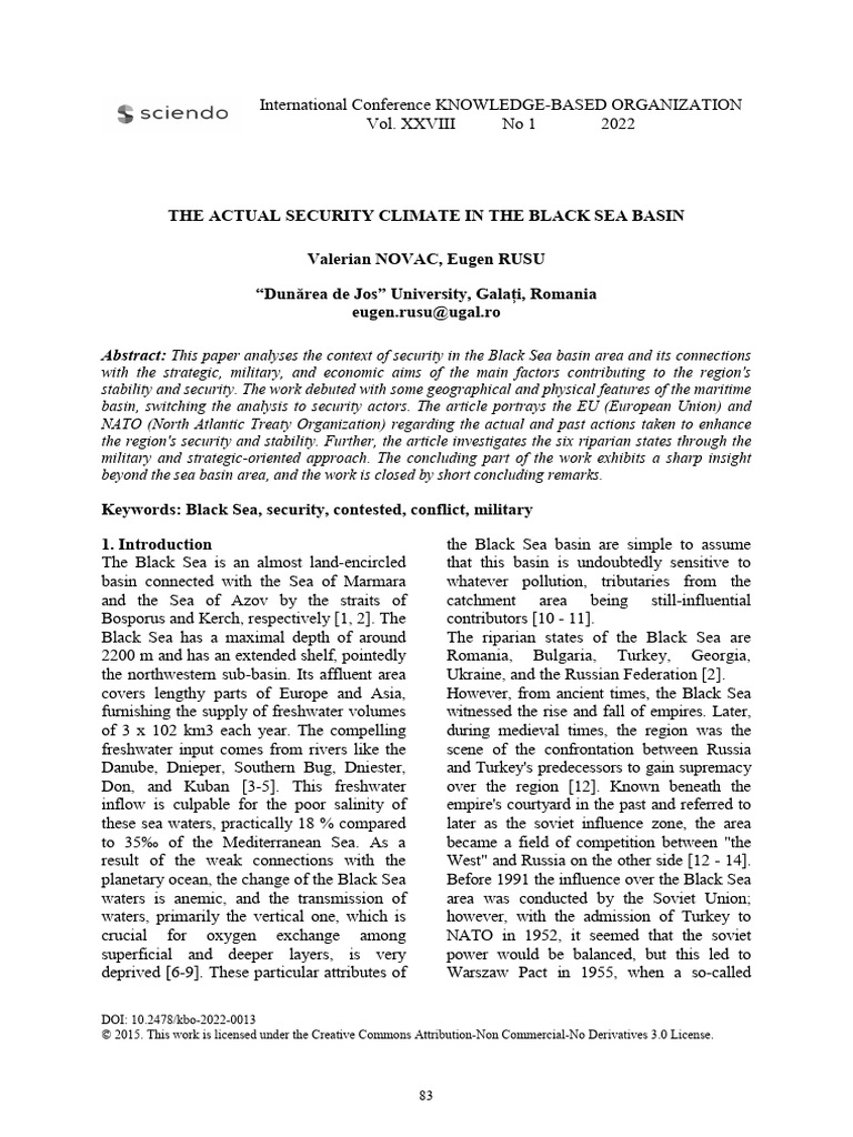 The Actual Security Climate in The Black Sea Basin | PDF | Ukraine | Nato