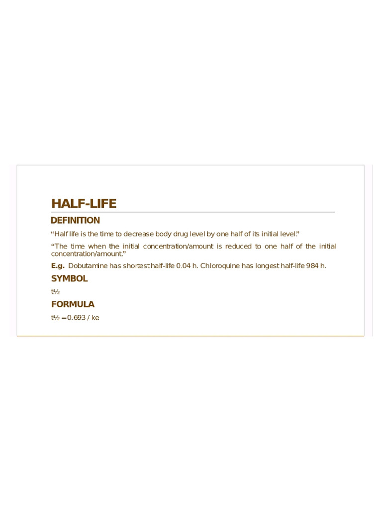 Biological Half Life and Volume of Distribution | PDF