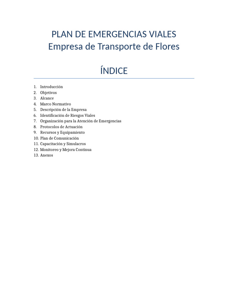 Plan de Emergencias para Transporte Vial | PDF | Ambulancia | Policía