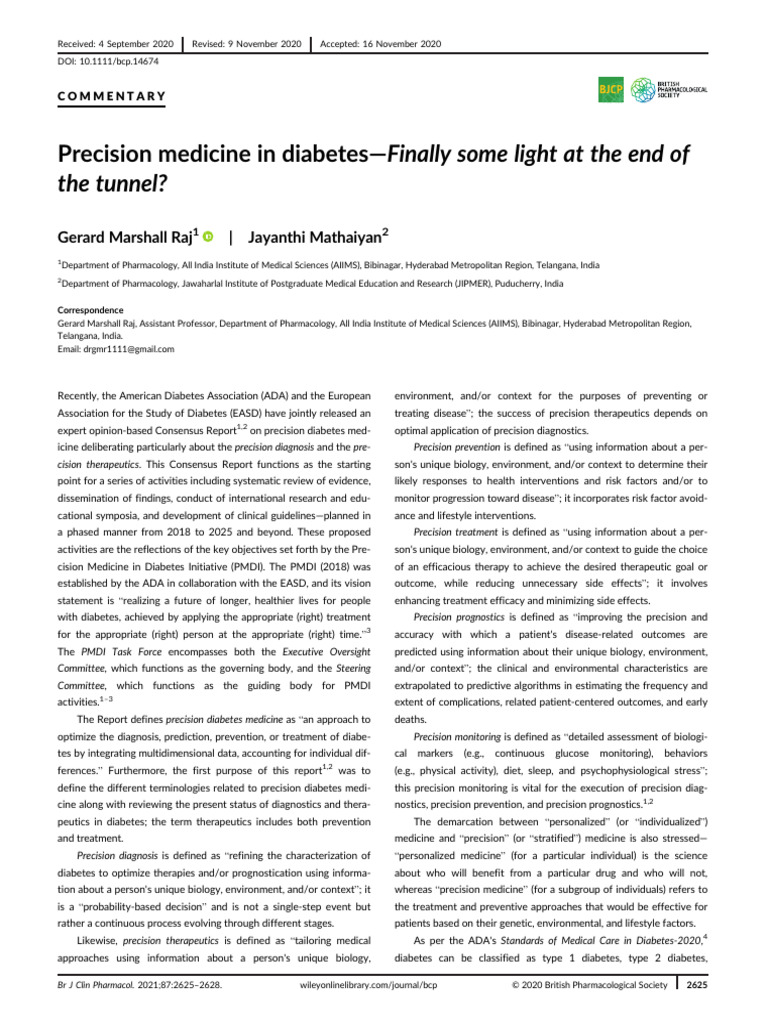 Precision Medicine in Diabetes Finally Some Light at the End of the ...