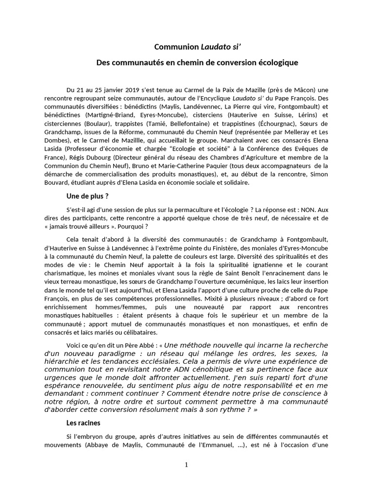 Conversion écologique des communautés monastiques | PDF | Monastère