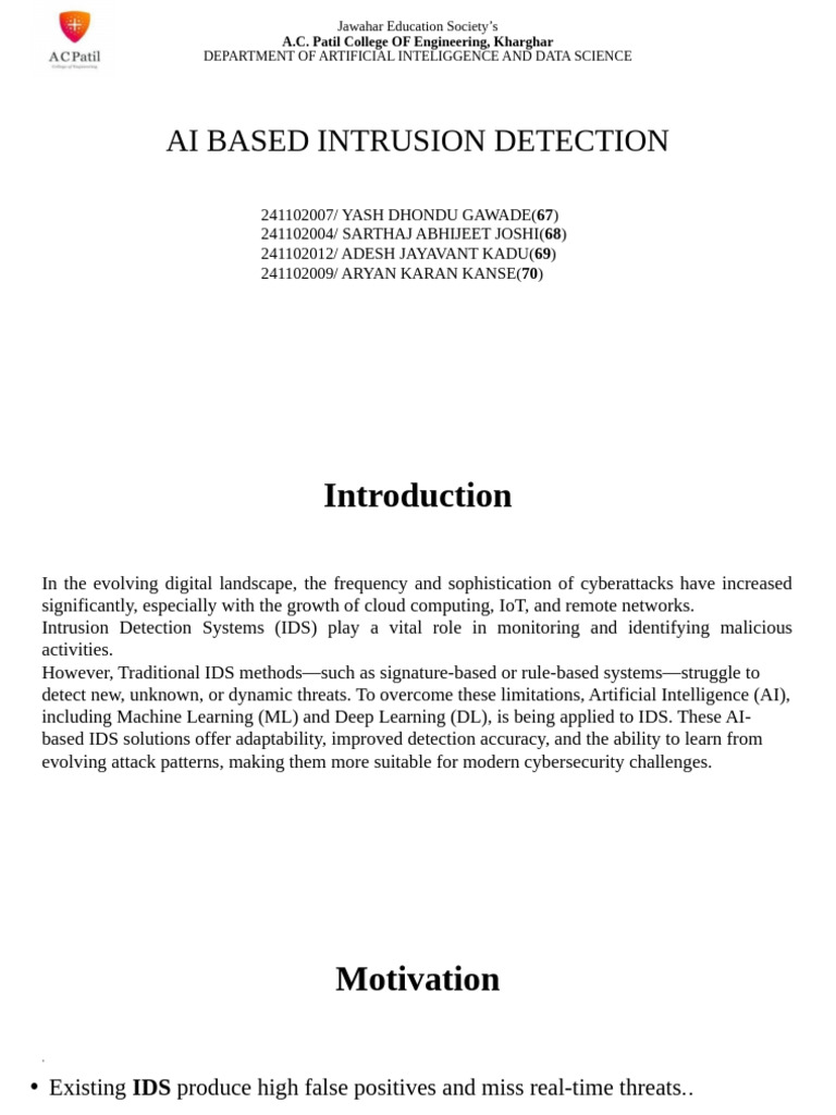 AI-Driven Intrusion Detection System | PDF | Artificial Intelligence ...