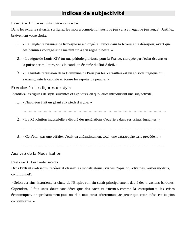 Analyse de la subjectivité en français | PDF