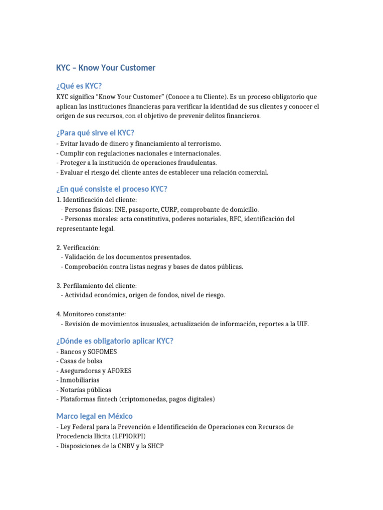 Proceso KYC: Verificación de Clientes | PDF