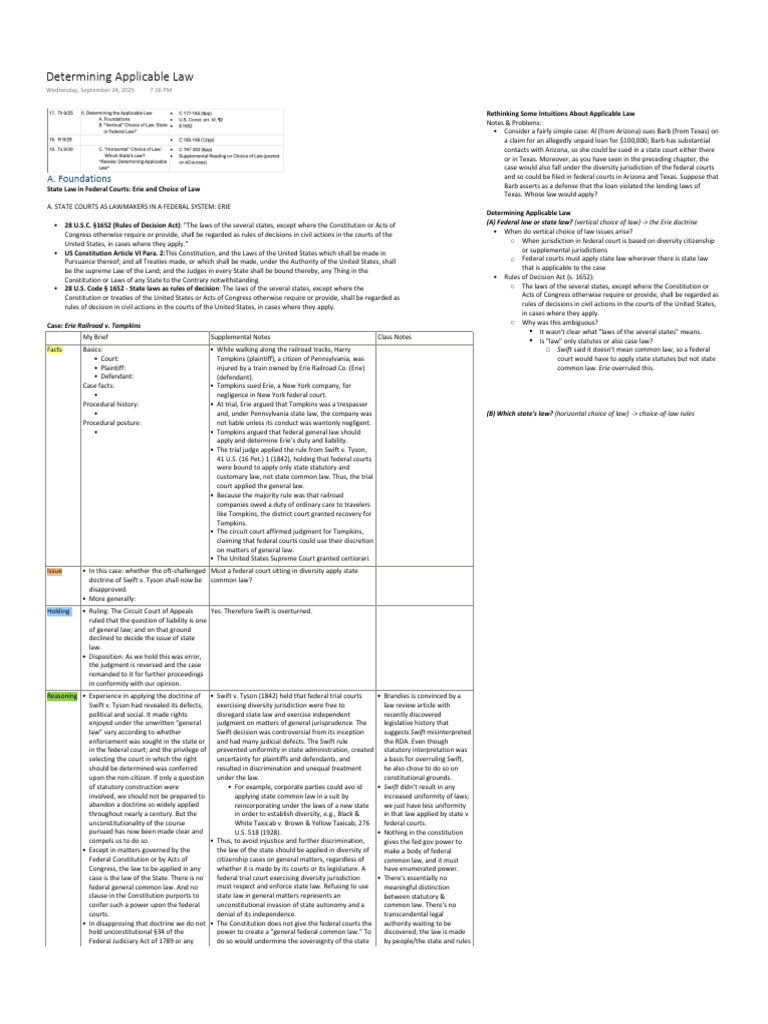 Determining Applicable Law | PDF | Diversity Jurisdiction | Lawsuit