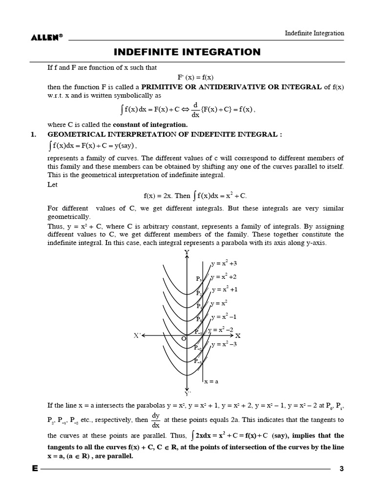Indefinite Integration Concepts and Examples | PDF | Trigonometric ...