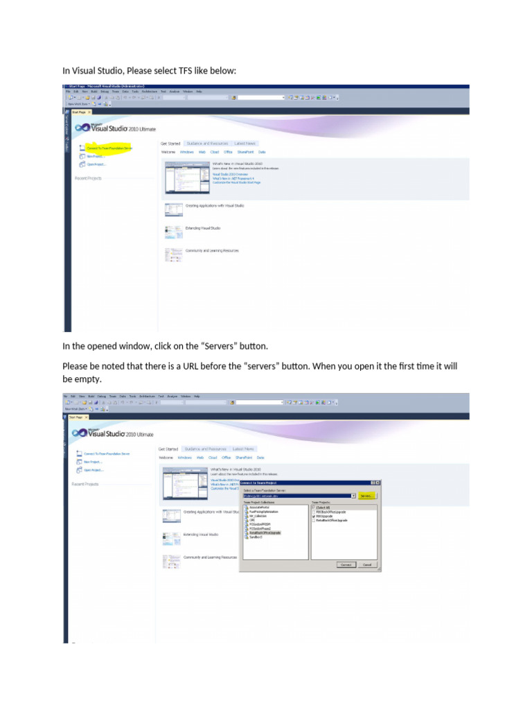 Configure TFS in Visual Studio Guide | PDF