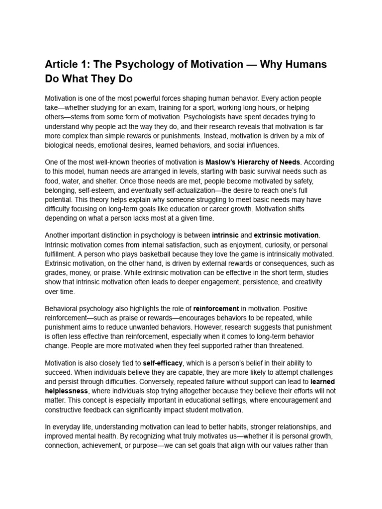 Understanding Human Motivation Factors | PDF | Motivational | Motivation