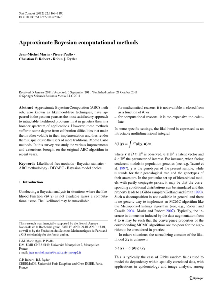 Advances in Approximate Bayesian Computation | PDF | Bayesian Inference ...