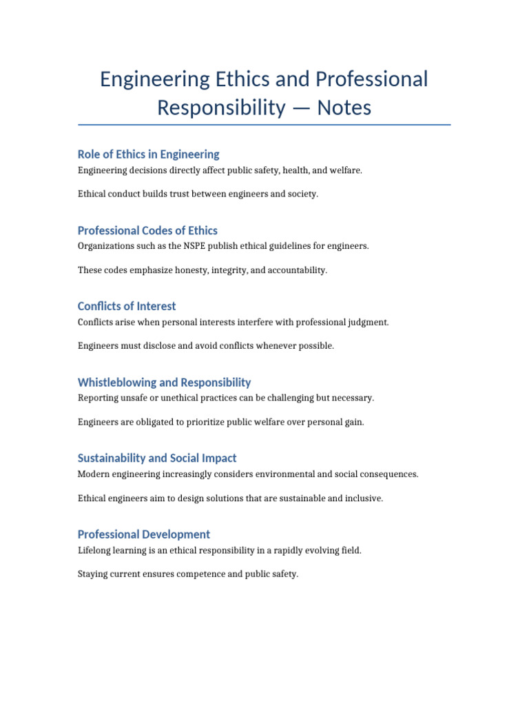 Engineering Ethics and Professional Responsibility | PDF