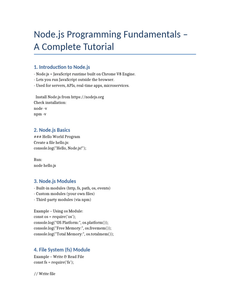 Node Programming Fundamentals | PDF | Computing | Software Engineering