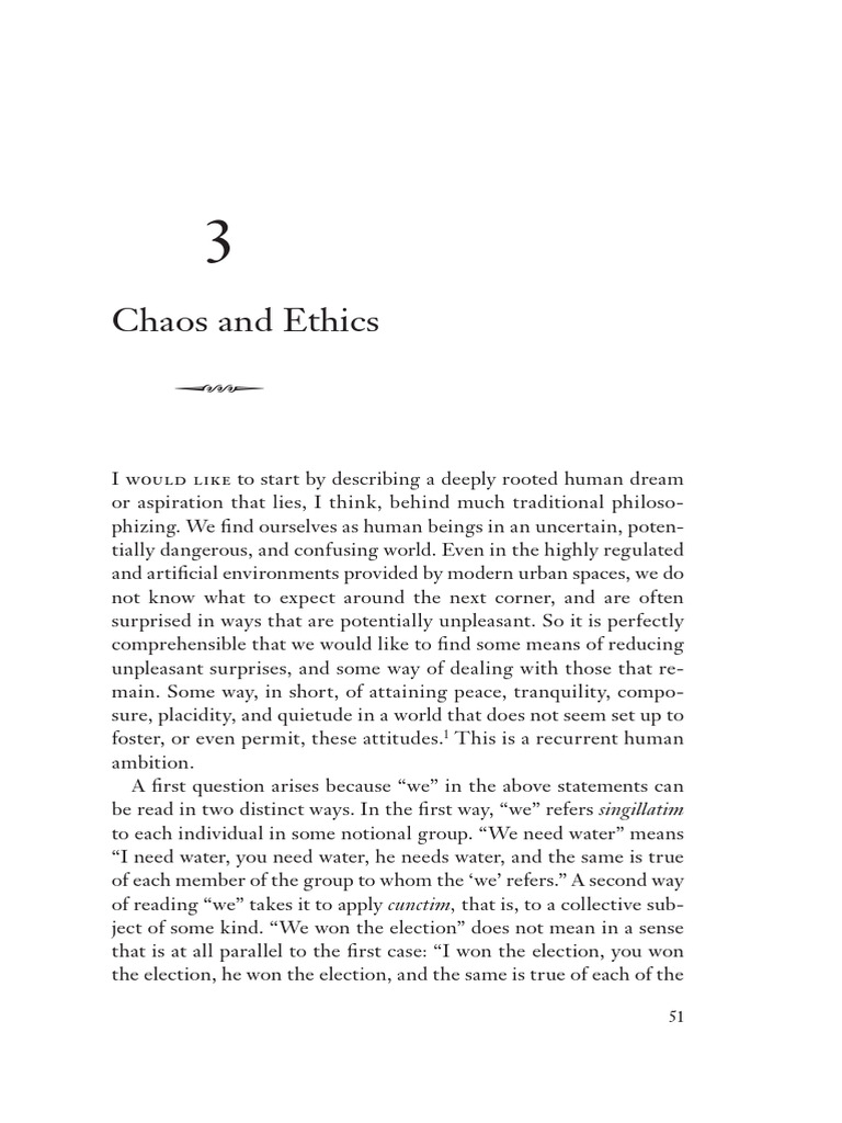 Chaos, Ethics, and Human Order | PDF | Reason | Knowledge