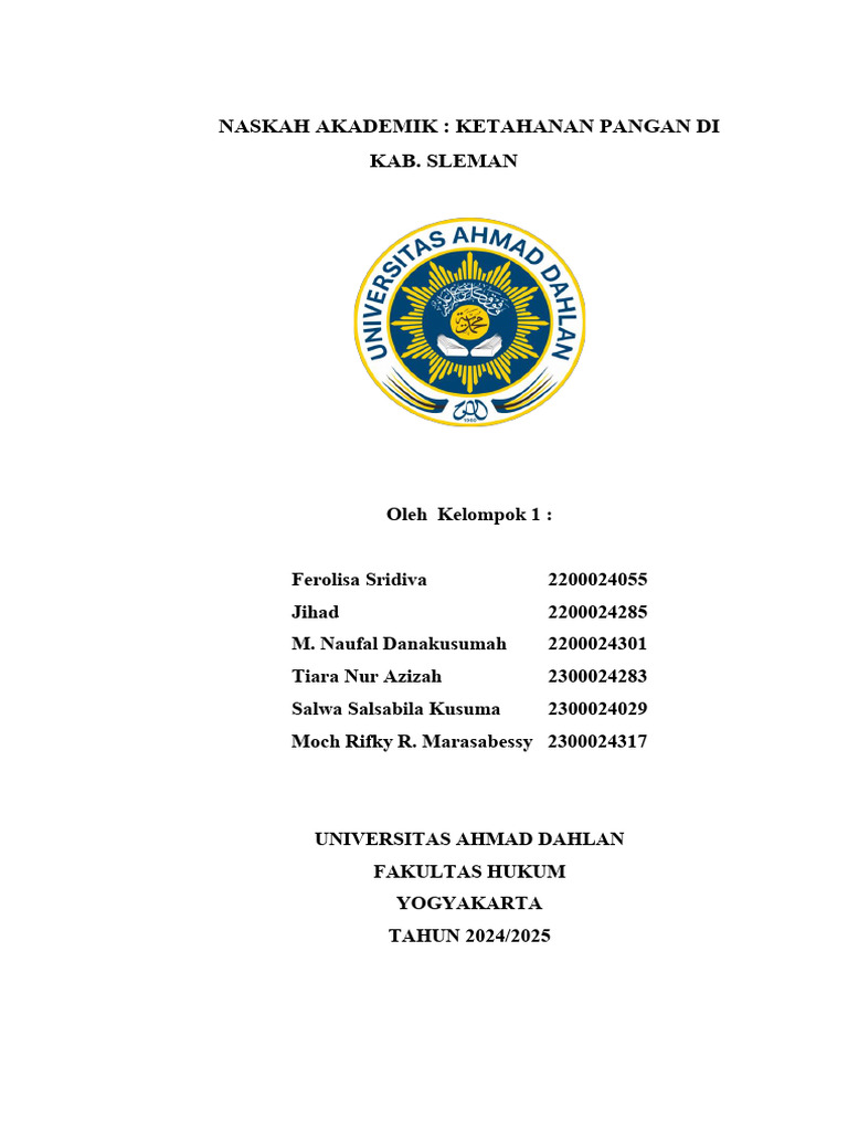 Ketahanan Pangan di Sleman: Tantangan dan Solusi | PDF