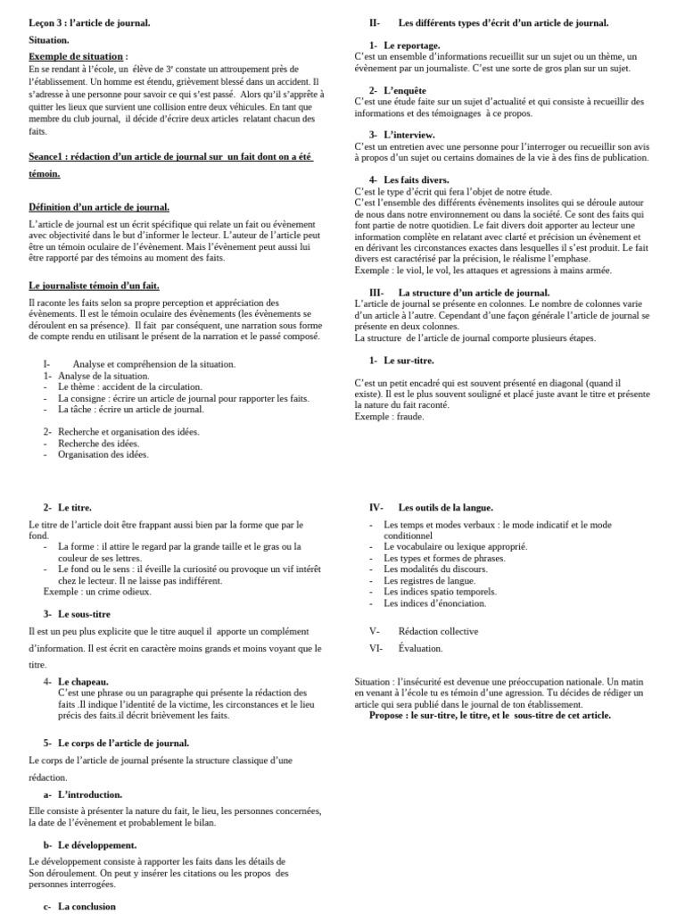 Rédaction d'un article de journal | PDF | Journaux | Journalisme