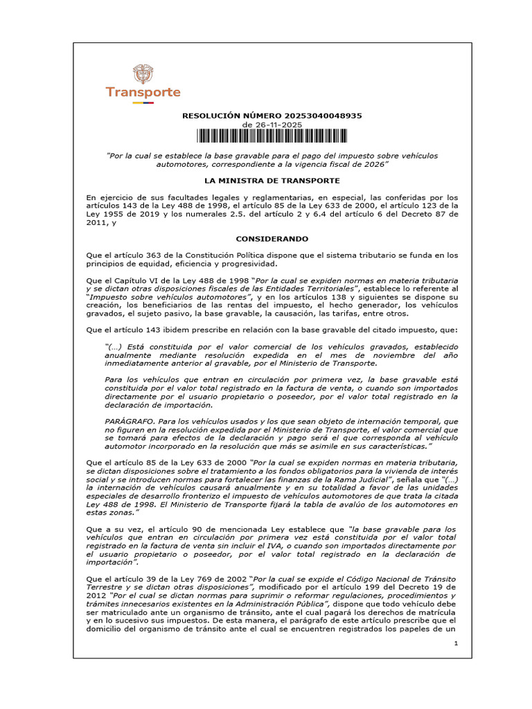 Base Gravable Impuesto Vehículos 2026 | PDF | Impuestos | Factura