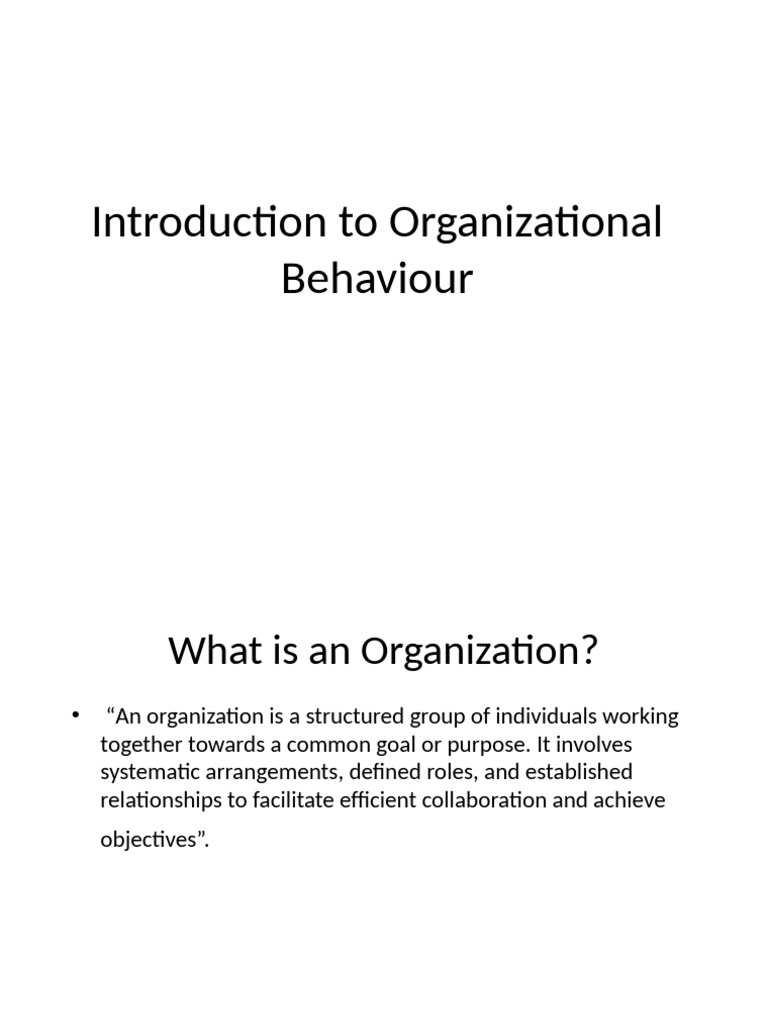 An Introduction to OB | PDF | Organizational Behavior | Motivation