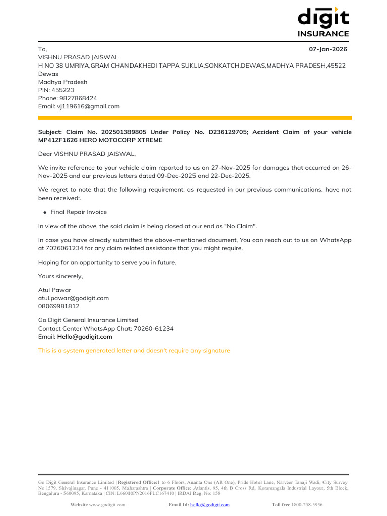 Communication Letter - V3 | PDF
