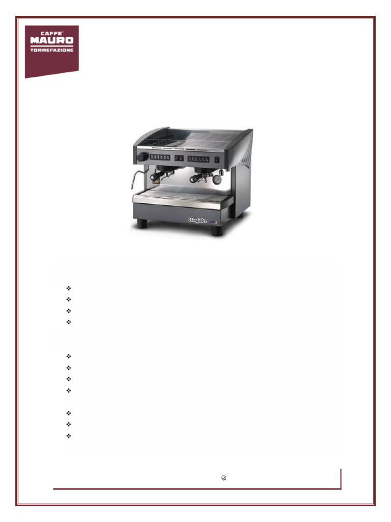 Cafetera Magister MS 70 Especificaciones Y Caracter sticas PDF