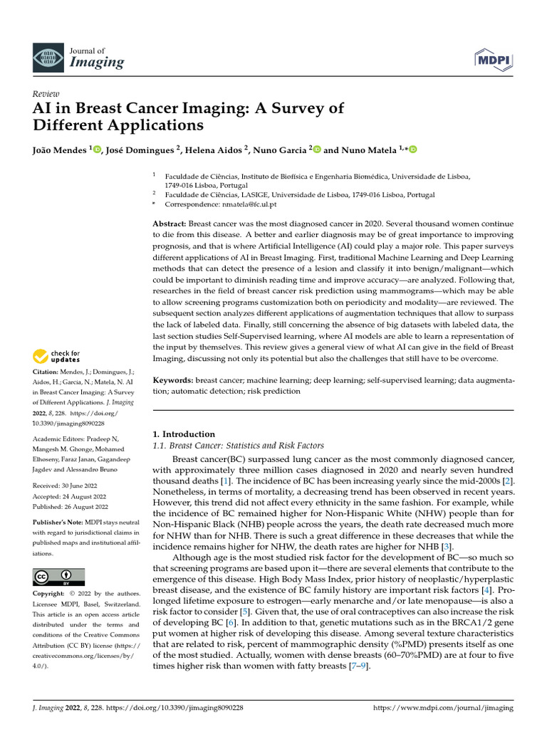 AI Applications in Breast Cancer Imaging | PDF | Mammography | Breast ...