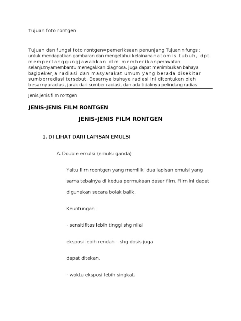 Jenis dan Fungsi Film Rontgen | PDF