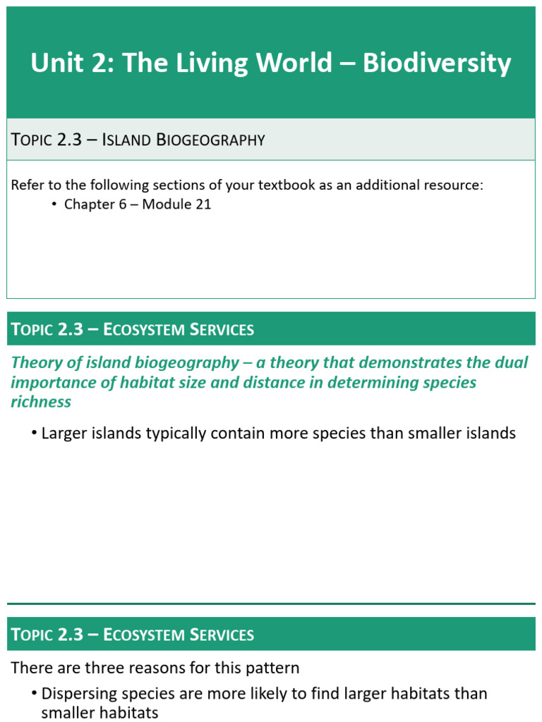 Island Biogeography and Species Richness | PDF
