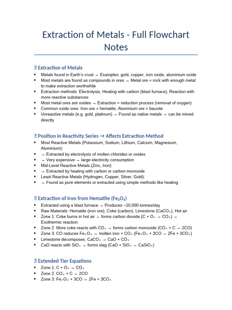 Metal Extraction Methods Explained | PDF | Oxide | Metals