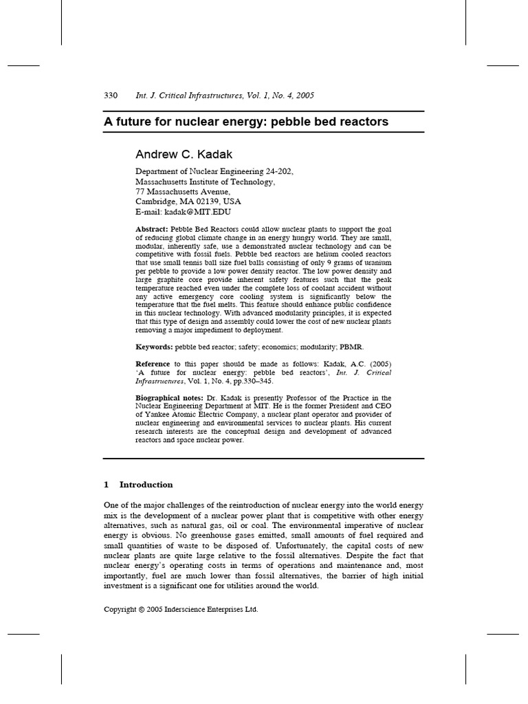 Future For Nuclear Energy | PDF | Nuclear Power | Nuclear Reactor