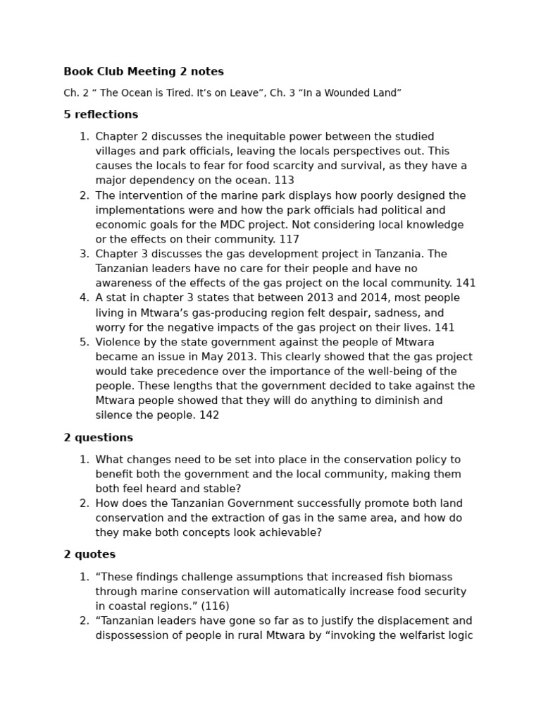 Book Club Meeting 2 Notes | PDF