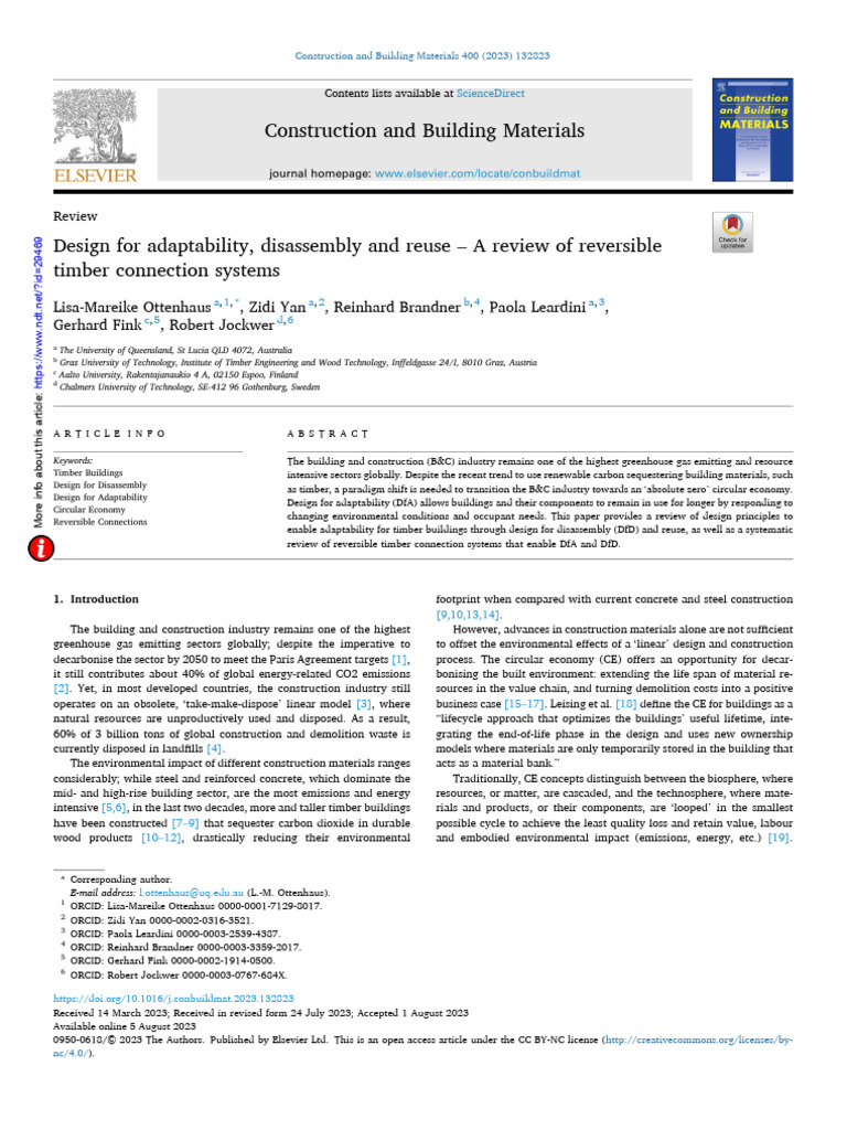 Reversible Timber Connections for Adaptability | PDF | Lumber ...