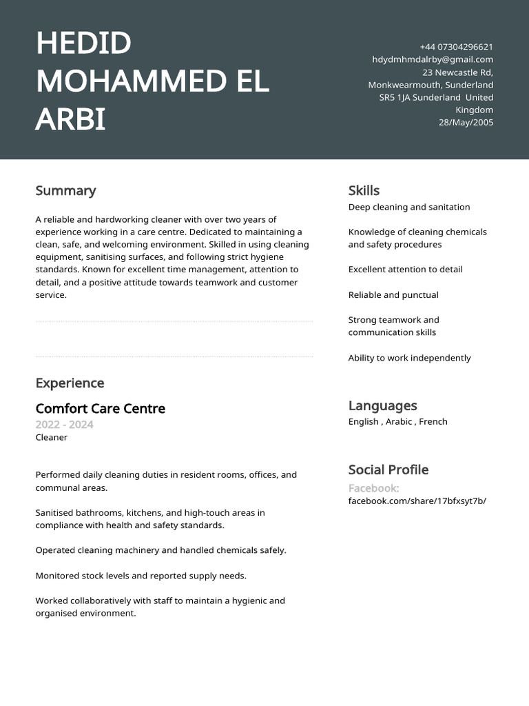 cleaner cv - 1760646472 | PDF