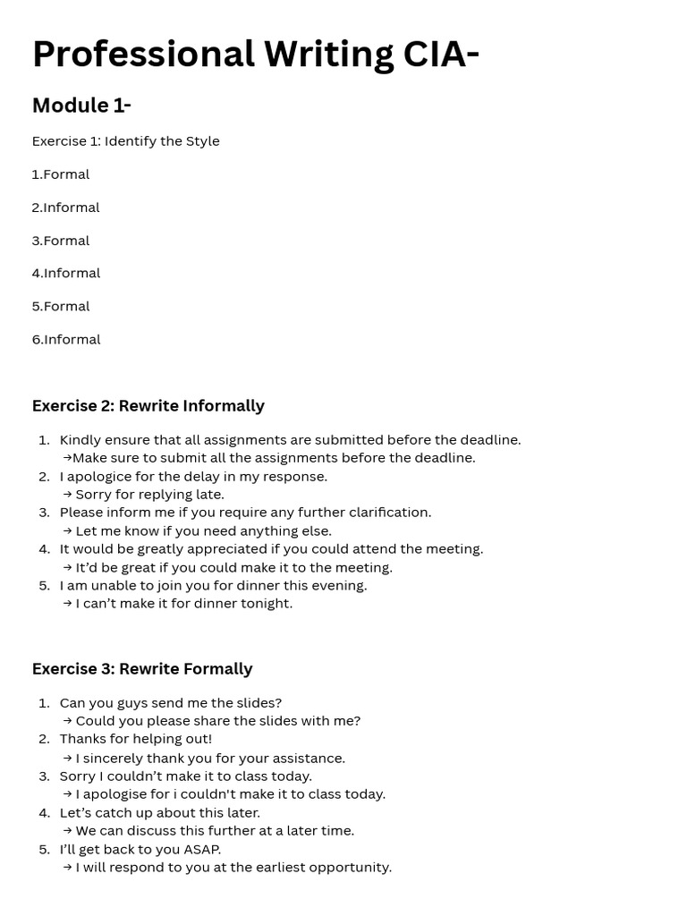 Professional Writing CIA | PDF